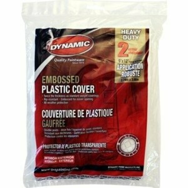 Dynamic Paint Products Dynamic 9' x 12' 2mil Embossed Clear Plastic Flat Packed Drop Cloth 00387